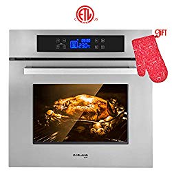 Single Wall Oven, GASLAND Chef ES611TS 24″ Built-in Electric Ovens, 240V 3200W 2.3Cu.f 11 Cooking Functions Convection Wall Oven with Rotisserie, Digital Display, Touch Control, Stainless Steel Finish