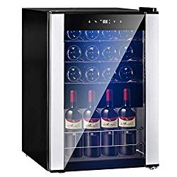 SMETA 19 Bottles Wine Refrigerator Under Counter Wine Cooler Cellar for Champagne Beer Quiet Operation,Stainless Steel