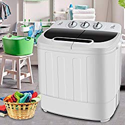 SUPER DEAL Portable Compact Mini Twin Tub Washing Machine w/Wash and Spin Cycle, Built-in Gravity Drain, 13lbs Capacity For Camping, Apartments, Dorms, College Rooms, RV’s, Delicates and more