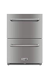 Thor Kitchen 24″ Indoor and Outdoor Double Drawer Under-Counter Refrigerator in Stainless Steel 5.3cu.ft TRF2401U