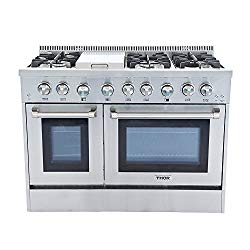 Thor Kitchen HRD4803U 48″ Freestanding Professional Style Dual Fuel Range 6.7 cu. ft. Electric Oven 6 NP/LP Burners S tainless SteelHRD4803U (HRD4803U-LP), 48 inches, Stainless Steel