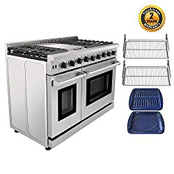 Thor Kitchen Pro-Style LRG4801U 48 inch Gas Range with 6 Burners and Double Ovens, Stainless Steel, LRG4801U