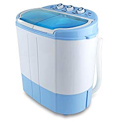 Upgraded Version Pyle Portable Washer & Spin Dryer, Mini Washing Machine, Twin Tubs, Spin Cycle w/ Hose, 11lbs. Capacity, 110V – Ideal For Compact Laundry