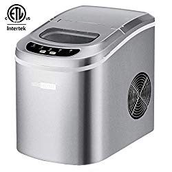VIVOHOME Electric Portable Compact Countertop Automatic Ice Cube Maker Machine 26lbs/day Silver ETL Listed