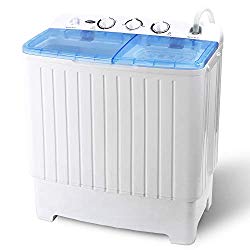 ZENY Portable Compact Twin Tub Laundry Washing Machine 17.6lbs Capacity Mini Washer Spinner for Apartment RV Camping Built-in Drain Pump,Semi-Automatic