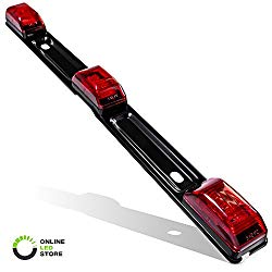 15″ 9 LED 3 Red Trailer Light Bar [DOT Approved] [IP67 Submersible] Identification Running Marker ID Rear Trailer Tail Light Bar for 80″ Enclosed Motorcycle Utility Marine Boat Trailers