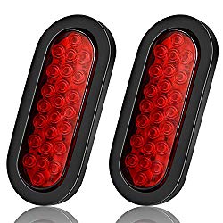 6 Inchs Oval Trailer Lights, Super Bright Red 24LED Brake Turn Stop Marker Reverse Tail Lights with Waterproof Rubber Gaskets for Boat Trailer Truck RV [DOT Certified] [IP67] (2 Pack)