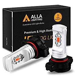 Alla Lighting 3800lm 2504 PSX24W Red LED Fog Lights Bulbs ETI 56-SMD Xtreme Super Bright 12276 PSX24W 2504 LED Bulbs Replacement for Cars, Trucks, SUVs, Vans