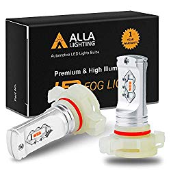 Alla Lighting 3800lm 5201 5202 Red LED Fog Lights Bulbs ETI 56-SMD Xtreme Super Bright PS19W 12085 5201 5202 LED Bulbs DRL Replacement for Cars, Trucks, SUVs, Vans