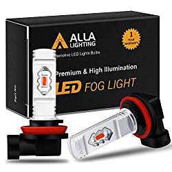 Alla Lighting 3800lm H11 H16 Red LED Fog Lights Bulbs ETI 56-SMD Xtreme Super Bright H8 H11 H16 LED Bulbs Replacement for Cars, Trucks, SUVs, Vans