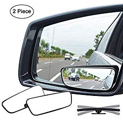 Ampper Rectangle Blind Spot Mirror, 360 Degree HD Glass and ABS Housing Convex Wide Angle Rearview Mirror for Universal Car Fit (Pack of 2)