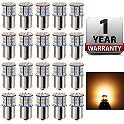Antline 1156 1141 1003 7506 BA15S LED Bulbs Warm White/Yellow 20-Packs, Super Bright 3014 50-SMD LED Replacement for 12 Volt RV Camper Trailer Boat Trunk Interior Lights