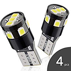 Antline Super Bright 194 168 T10 2825 W5W 175 LED Bulbs White 4-Packs, 9-SMD 2835 Chipsets 6000K Replacement Error Free for Car Dome Map Door Courtesy License Plate Lights