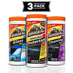 Armor All Protectant, Glass and Cleaning Wipes, 30 Count Each (Pack of 3)