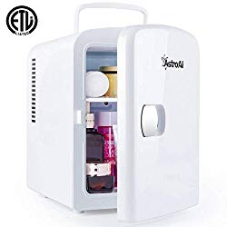 AstroAI Mini Fridge 4 Liter/6 Can AC/DC Portable Thermoelectric Cooler and Warmer for Skincare, Foods, Medications, Home and Travel (White)