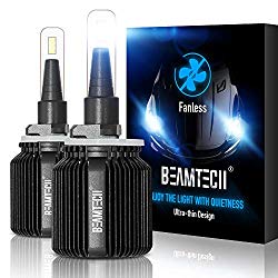 BEAMTECH 880 LED Headlight Bulbs,Fanless CSP Y19 Chips 8000 Lumens 6500K Xenon White 885 893 899 Extremely Bright Conversion Kit of 2
