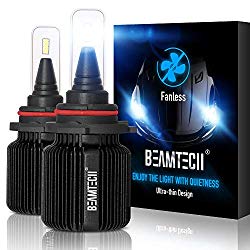 BEAMTECH 9005 LED Headlight Bulbs,Fanless CSP Y19 Chips 8000 Lumens 6500K Xenon White HB3 Extremely Bright Conversion Kit of 2