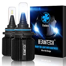BEAMTECH 9006 LED Headlight Bulbs,Fanless CSP Y19 Chips 8000 Lumens 6500K Xenon White HB4 Extremely Bright Conversion Kit of 2