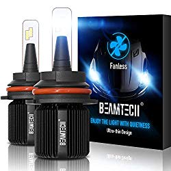 BEAMTECH 9007 LED Headlight Bulb,Fanless CSP Y19 Chips 8000 Lumens 6500K Xenon White HB5 Hi/Lo Extremely Bright Conversion Kit of 2