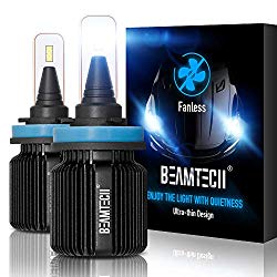 BEAMTECH H11 LED Headlight Bulb,Fanless CSP Y19 Chips 8000 Lumens 6500K Xenon White H8 H9 Extremely Bright Conversion Kit of 2