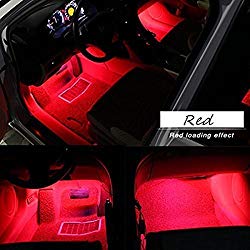 Car Interior Lights, EJ’s SUPER CAR 4pcs 36 LED DC 12V Waterproof Atmosphere Neon Lights Strip for Car-Car Auto Floor Lights,Glow Neon Light Strips for All Vehicles (Red)