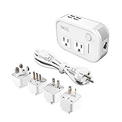 Foval International Travel Adapter Power Step Down 220v to 110v Voltage Converter with 4-port USB in UK European Italy Asia more than 150 Countries over the World