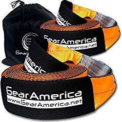 GearAmerica (2PK Recovery Tow Straps 4″ x 30′ | Ultra Heavy Duty 45,000 lbs (22 Tons) Strength | Triple Reinforced Loops + Protective Sleeves | Emergency Truck Towing | Free Storage Bag + Tie