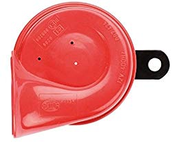 HELLA 007424001 Red Trumpet Low-Tone Horn with Bracket, 12 V, 400 Hz (Universal Fit)