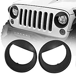 Hooke Road Black Angry Bird Headlight Cover Clip-in Bezels for 2007-2015 Jeep Wrangler JK & Unlimited – Pair