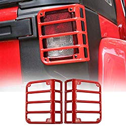 Hooke Road Tail Light Guards Red Rear Taillight Covers for 2007-2018 Jeep Wrangler JK – Pair