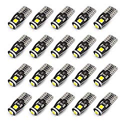 KAFEEK 20x T10 Wedge 194 168 2825 W5W LED Bulbs, Super Bright 3-3030 Chipset, CAN-Bus Error Free, Interior Lights, License Plate Dome Map Door Courtesy Park Lights,Xenon White
