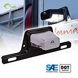 LED Trailer License Plate Lights w/Bracket [SAE/DOT Certified] [Waterproof] [Heavy Duty] License Tag Lights for Trailers, RV, Trucks & Boats – Gray Housing