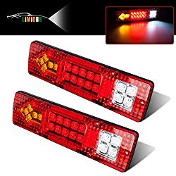 LIMICAR 19 LED Red Amber White Integrated Trailer Tail Lights Bar 12V Turn Signal Running Lamp for Trailer UTV UTE RV ATV Truck 2PCS