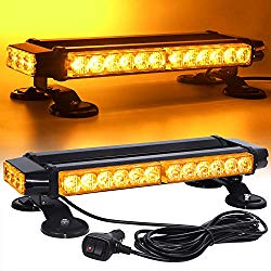 Linkitom LED Strobe Flashing Light Bar -Double Side Amber 30 LED High Intensity Emergency Hazard Warning Lighting Bar/Beacon/with Magnetic and 16 ft Straight Cord for Car Trailer Roof Safety