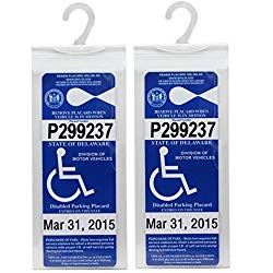 LotFancy Handicap Parking Permit Holder Cover – Disabled Parking Placard Protector Hanger Sleeve with Large Hook- Pack of 2 Plastic Mirror Tag Hang