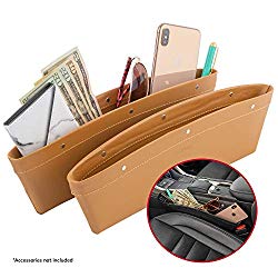 Lusso Gear 2 in 1 Car Seat Gap Organizer | Universal Fit | Storage Pockets Adjust | 2 Set Car Seat Crevice Storage Box | Helps Reduce Distracted Driving & Holds Phone Money Cards Keys Remote