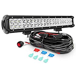 Nilight ZH006 Bar 20Inch 126W Spot Flood Combo Led Off Road Lights with 16AWG Wiring Harness Kit-2 Lead, 2 Years Warranty