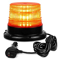 NISUNS Amber 40 LED 20 Watt Rotating Warning Safety Flashing Beacon Strobe Lights with Magnetic and 16ft Straight Cord for Vehicle Trucks Cars and Forklift,12V-24V