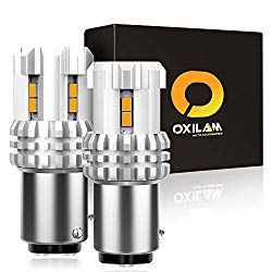 OXIALM Extremely Bright 1157 2057 2357 7528 BAY15D LED Bulb Amber Yellow Replacement for Turn Signal Light, Brake Lights, Tail Lights, Blinker Lights, Side Marker Light (2 Pack)
