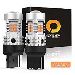 OXILAM 7440 LED Bulbs Amber Yellow 2800LM for Turn Signal Lights with Build-in Load Resistor CANBUS Error Free T20 7440NA 7441 W21W WY21W Blinker Bulb Replacement (2PCS)