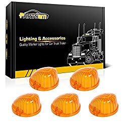 Partsam 5X Amber Round-Shape Cab Marker 9069A Cover Lens Compatible with Chevrolet/GMC C/K Series 1973-1987 Full Size Pickup Trucks Top Roof Light Cover Lens