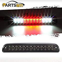 Partsam Red/White 12 LED Smoke Lens Chrome Housing Tail High Mount 3rd Third Brake Light Cargo Lamp Waterproof Replacement for Ford F-250 F-350 F-450 F-550 Super Duty 1999-2016 /Ford Ranger 1993-2011