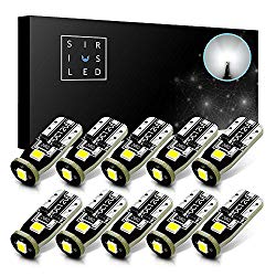 SIRIUSLED 194 Extremely Bright 3030 Chipset LED Bulbs for Car Interior Dome Map Door Courtesy License Plate Lights Compact Wedge T10 168 2825 Xenon White Pack of 10