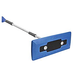 Snow Joe SJBLZD-LED 4-In-1 Telescoping Snow Broom + Ice Scraper | 18-Inch Foam Head | Headlights (Blue)
