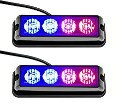 Strobelight Bar 4 LED with Super Bright Emergency Beacon Flash Caution Strobe Light Bar with 17 Different Flashing-2PCS (Blue&Red)