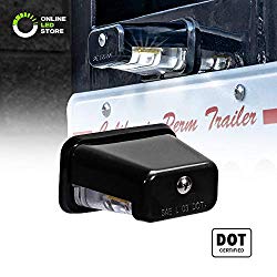 Stud-Mount LED Trailer License Plate Lights [DOT/SAE Certified] [IP67 Waterproof Rated] [Ultra-Durable] License Tags for Trailers, RVs, Trucks & Boats – Black Housing