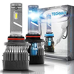 TECHMAX Mini 9005 LED Headlight Bulbs,60W 10000Lm 4700Lux 6500K Cool White Extremely Bright 30mm Heatsink Base CREE Chips HB3 Conversion Kit of 2