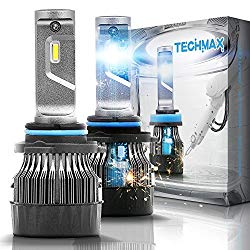 TECHMAX Mini 9006 LED Headlight Bulbs,60W 10000Lm 4700Lux 6500K Cool White Extremely Bright 30mm Heatsink Base CREE Chips HB4 Conversion Kit(of 2)