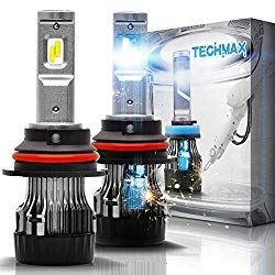TECHMAX Mini 9007 LED Headlight Bulb,60W 10000Lm 4700Lux 6500K Cool White Extremely Bright 30mm Heatsink Base CREE Chips Hi/Lo Conversion Kit of 2