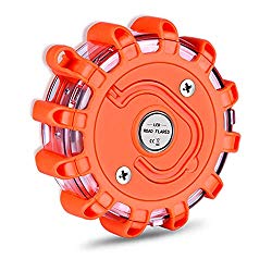 Tobfit LED Road Flares Emergency Lights Roadside Safety Beacon Disc Flashing Warning Flare Kit with Magnetic Base & Hook for Car Truck Boats | 9 Flash Modes (Batteries Not Included) (1)